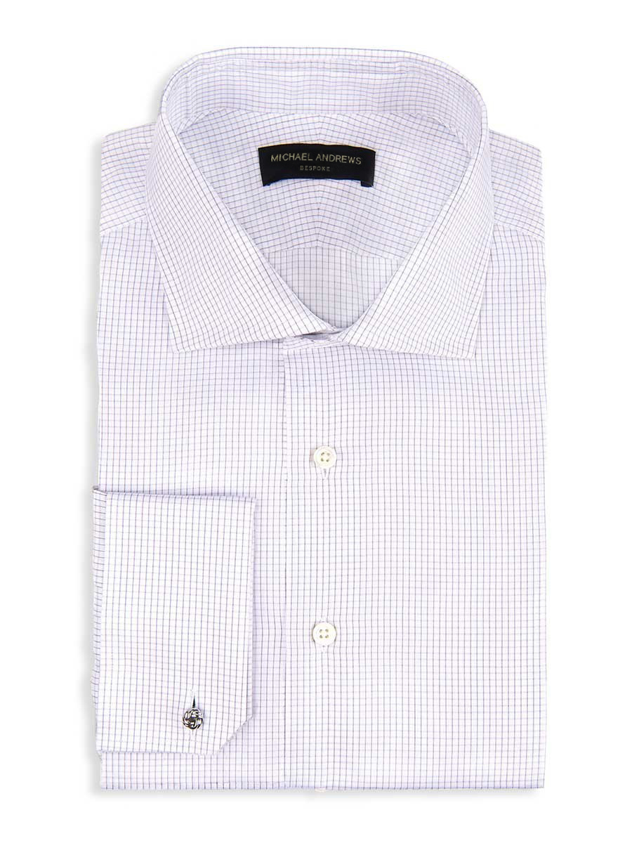 Grey Textured Micro Check Spread Collar Shirt