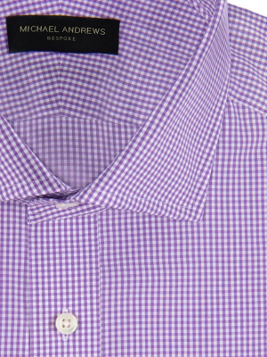 Purple Micro Gingham Spread Collar Shirt