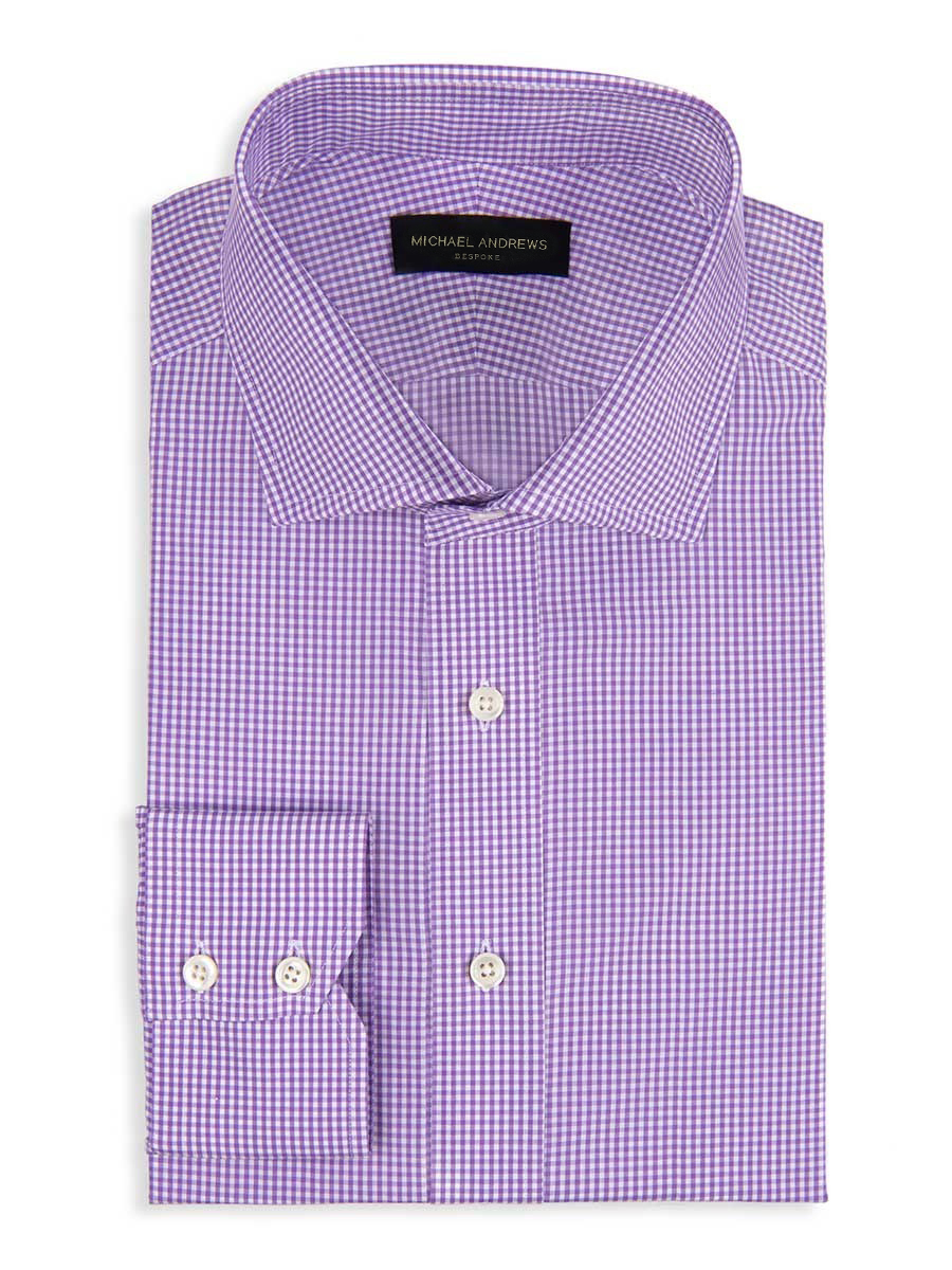 Purple Micro Gingham Spread Collar Shirt