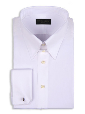 White Poplin Tab Collar Shirt