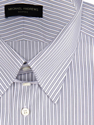 Ice Grey Twill Complex Stripe Tab Collar Shirt