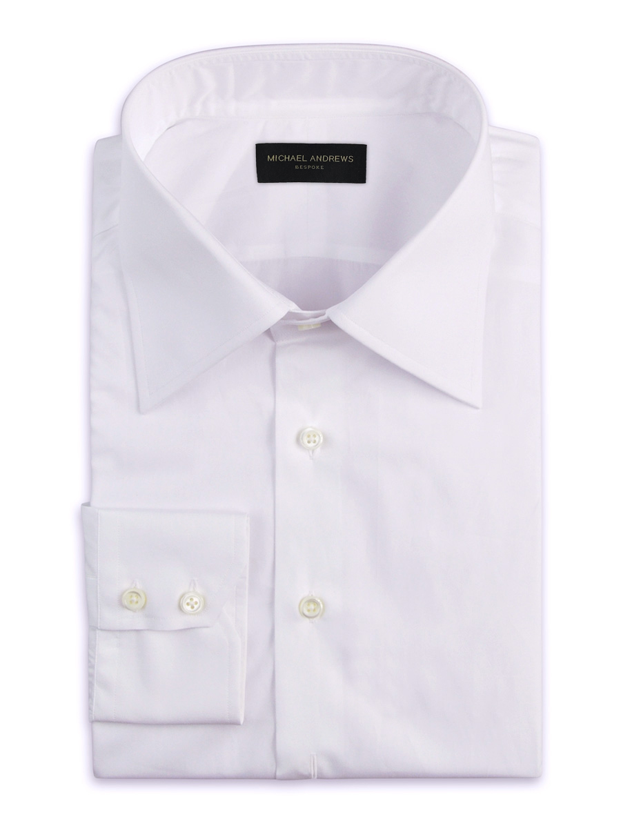 White Poplin Italian Collar Shirt