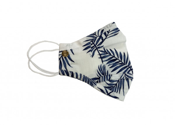 Navy Palm Leaves Mask