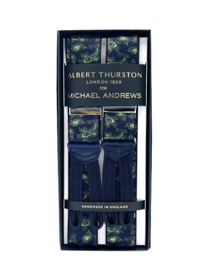 Blue Paisley Stretch Suspenders (XL)