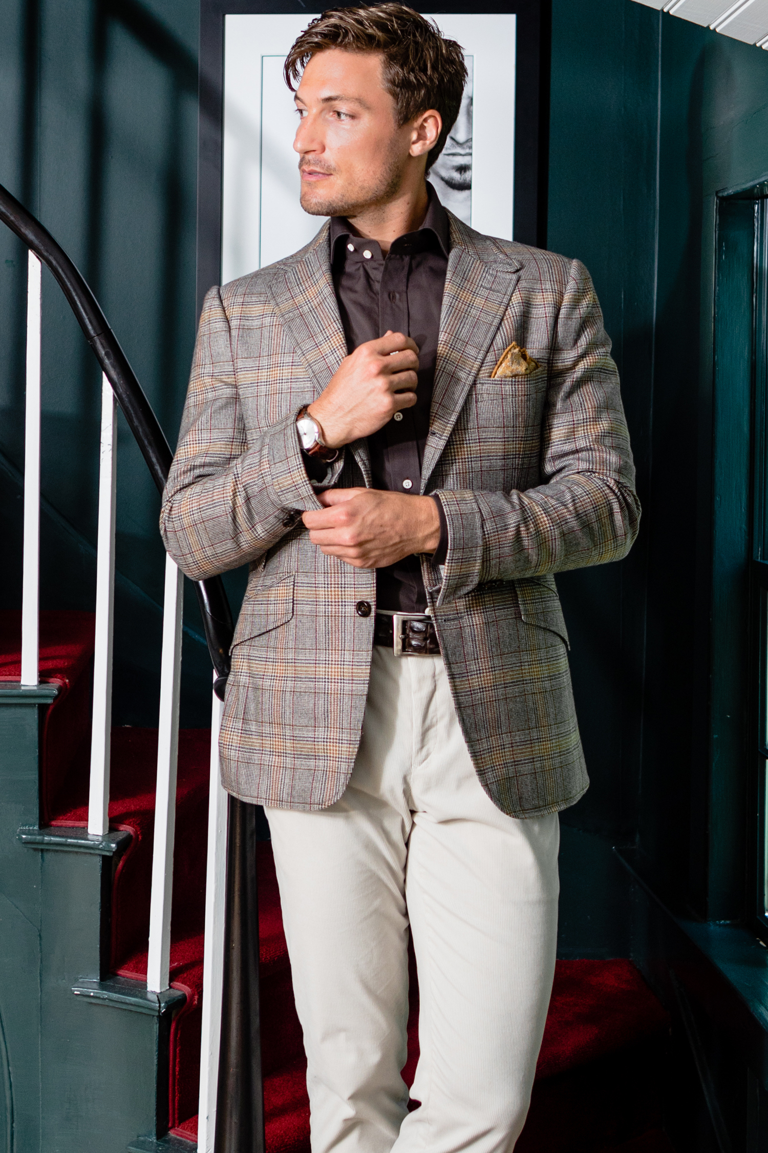 Light Brown Twill Prince Of Wales Sport Coat