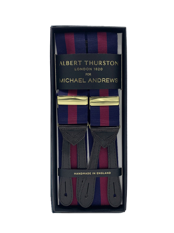 Navy & Red Awning Stripe Suspenders