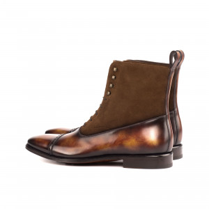 Med Brown Lux Suede, Fire Crust Patina Balmoral Boot