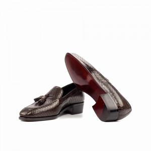 Dark Brown Python Loafer w/ Cuban Heel
