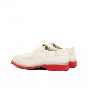 White Kid Suede Longwing Blucher