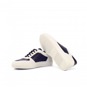 Navy & White Box Calf Low Top Trainer