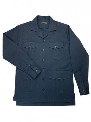 Navy Blue Heavy Duty Cotton Safari Shirt Jacket