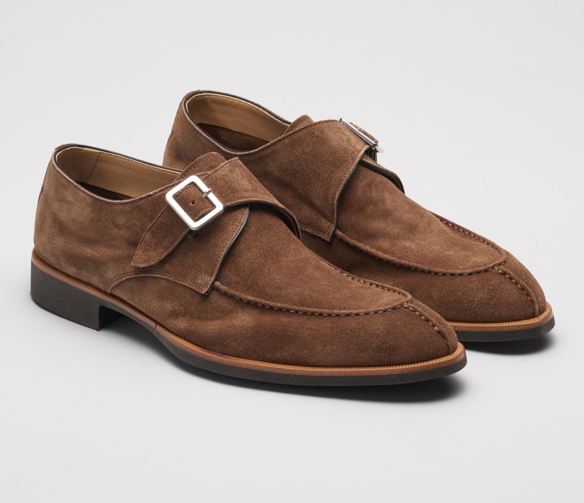 The Treviso Suede Farro Monk Strap Shoes - 7.5