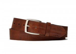 Rust Vintage Leather Belt with Antique Nickel Buckle