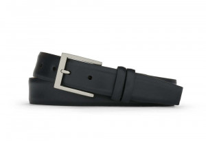 Black Semi-Matte Calf Belt with Brushed Nickel Buckle
