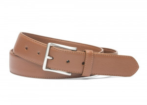 Cognac Pebbled Calf Soft Belt with Brushed Nickel Buckle