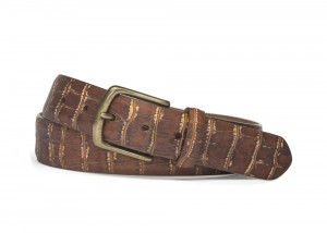 Brown Distressed Congo Calf Belt with Brass Buckle