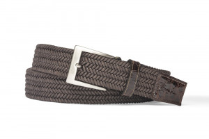 Chocolate Solid Stretch Belt with Crocodile Tabs