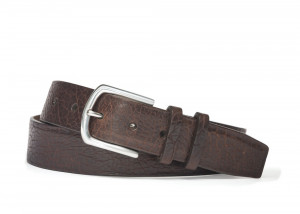 Chocolate American Bison Belt with Nickel Buckle