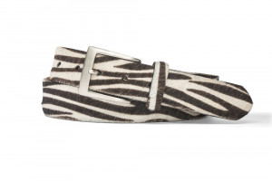 Zebra Hair Calf Belt with Brushed Nickel Buckle