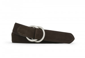 Chocolate Suede Belt with Oring Buckles