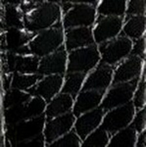 Black Embossed Crocodile Belt with Plaque Buckle