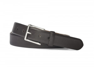 Chocolate Matte Textured Calf Belt with Brushed Nickel Buckle