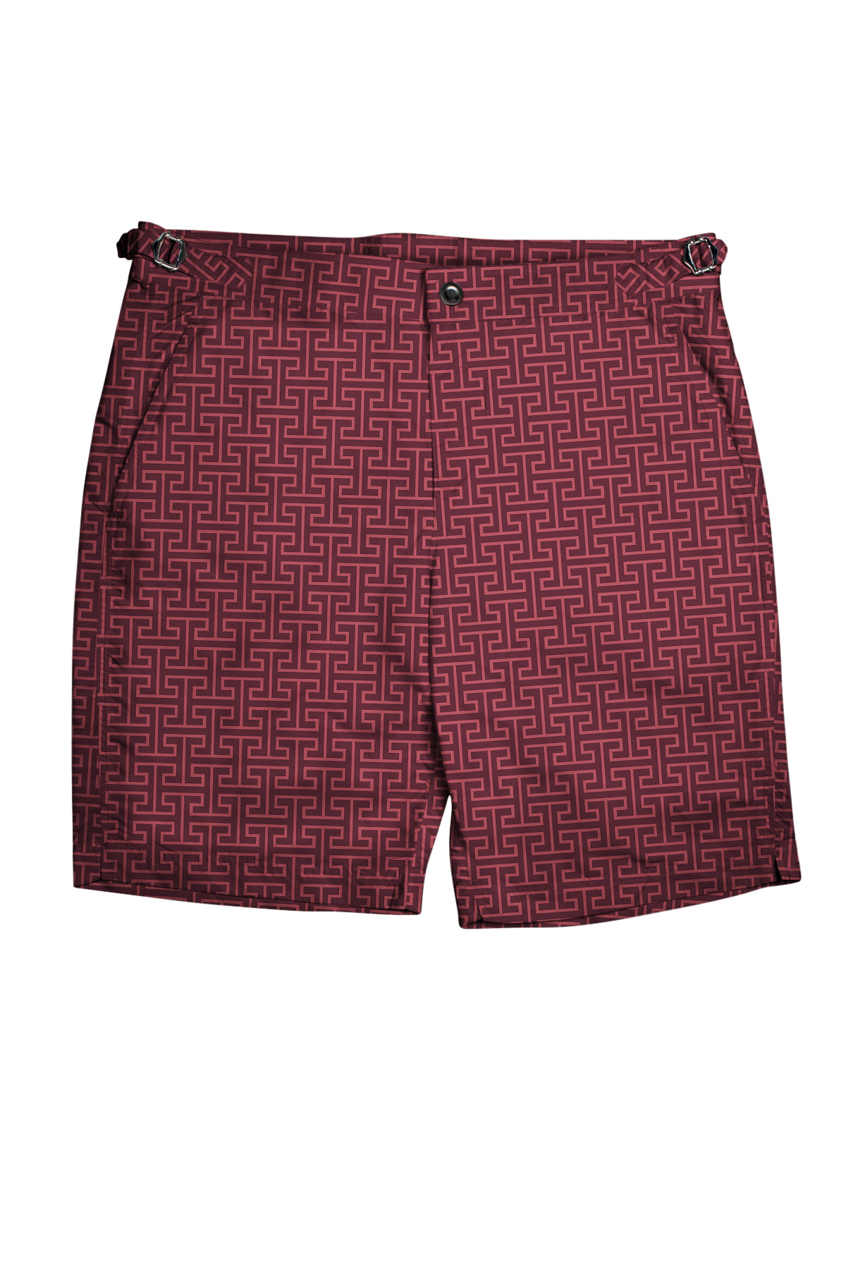 Burgundy H-Print Swim Shorts