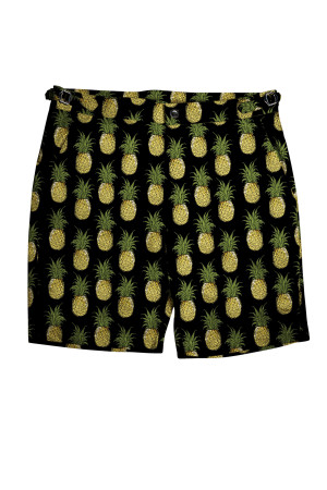 Black with Yellow Pineapples Swim Shorts