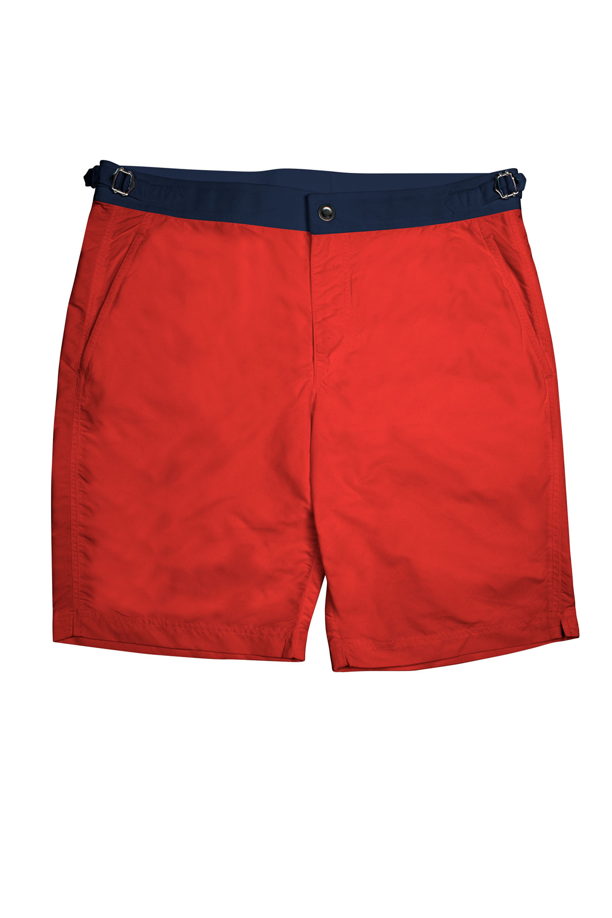 Red Swim Shorts w Navy Waistband