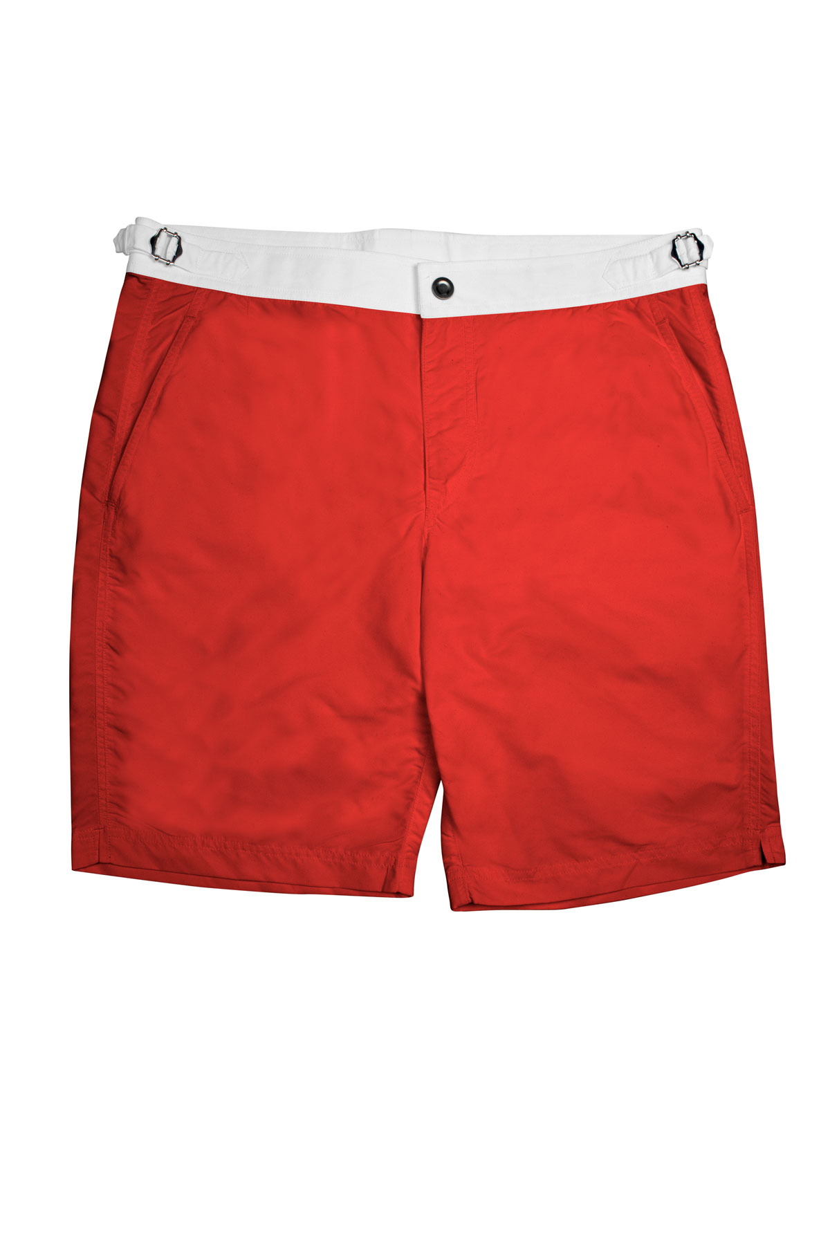 Red Swim Shorts w White Waistband