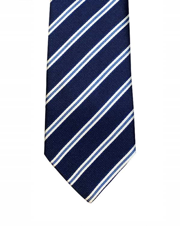 Classic Dark Royal Double Striped Silk Necktie