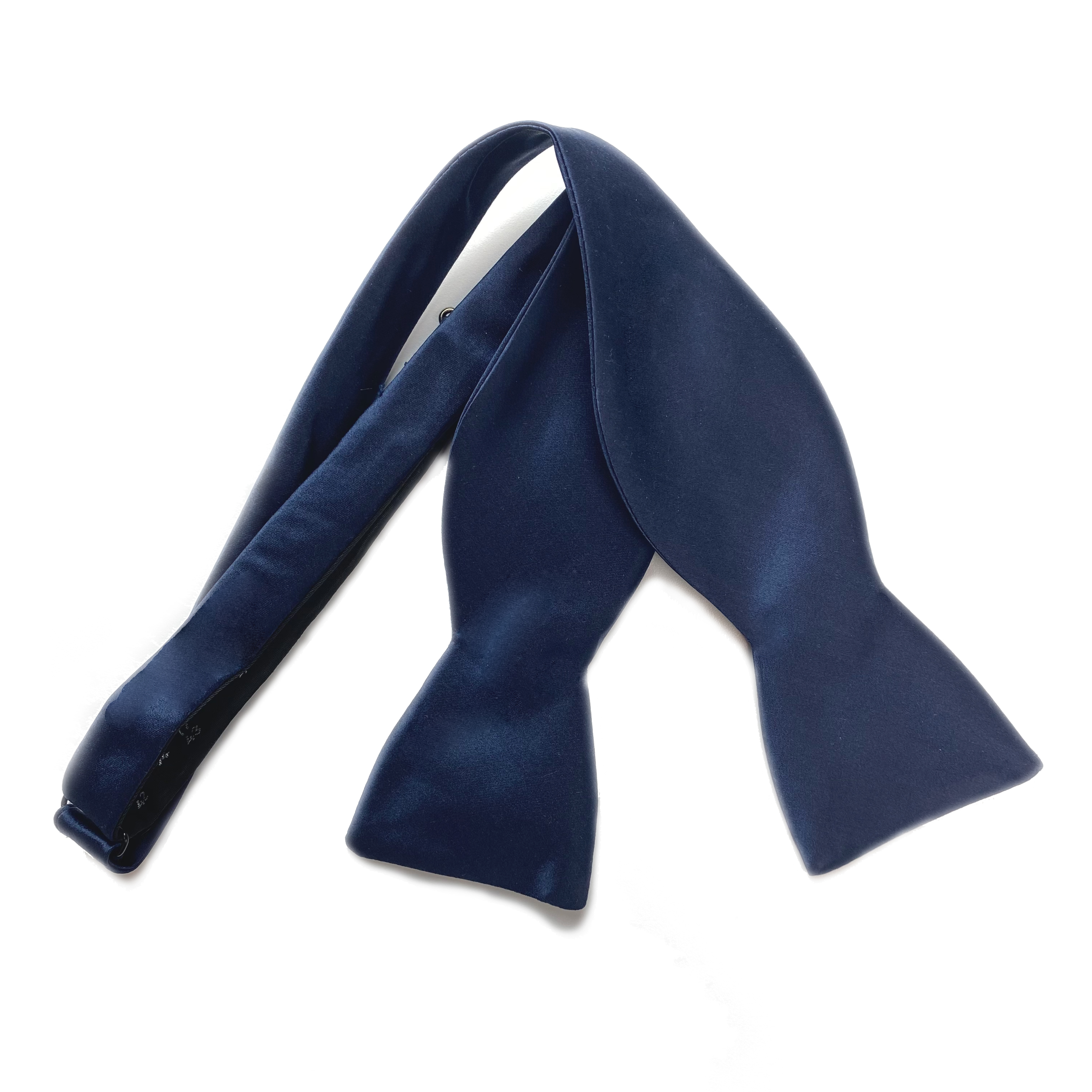 Navy Blue Silk Satin Self-Tie Bowtie (2 1/2
