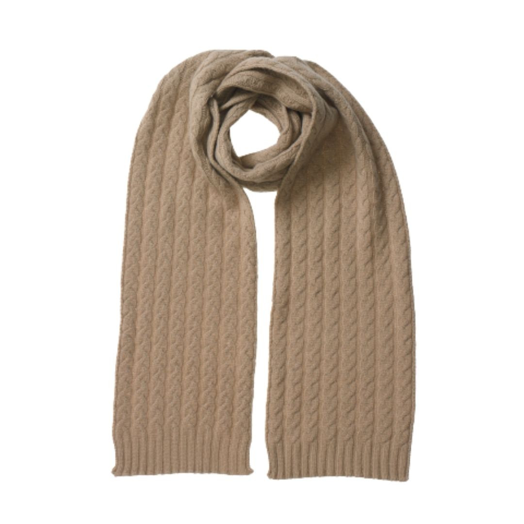 Camel Cable Knit Scarf