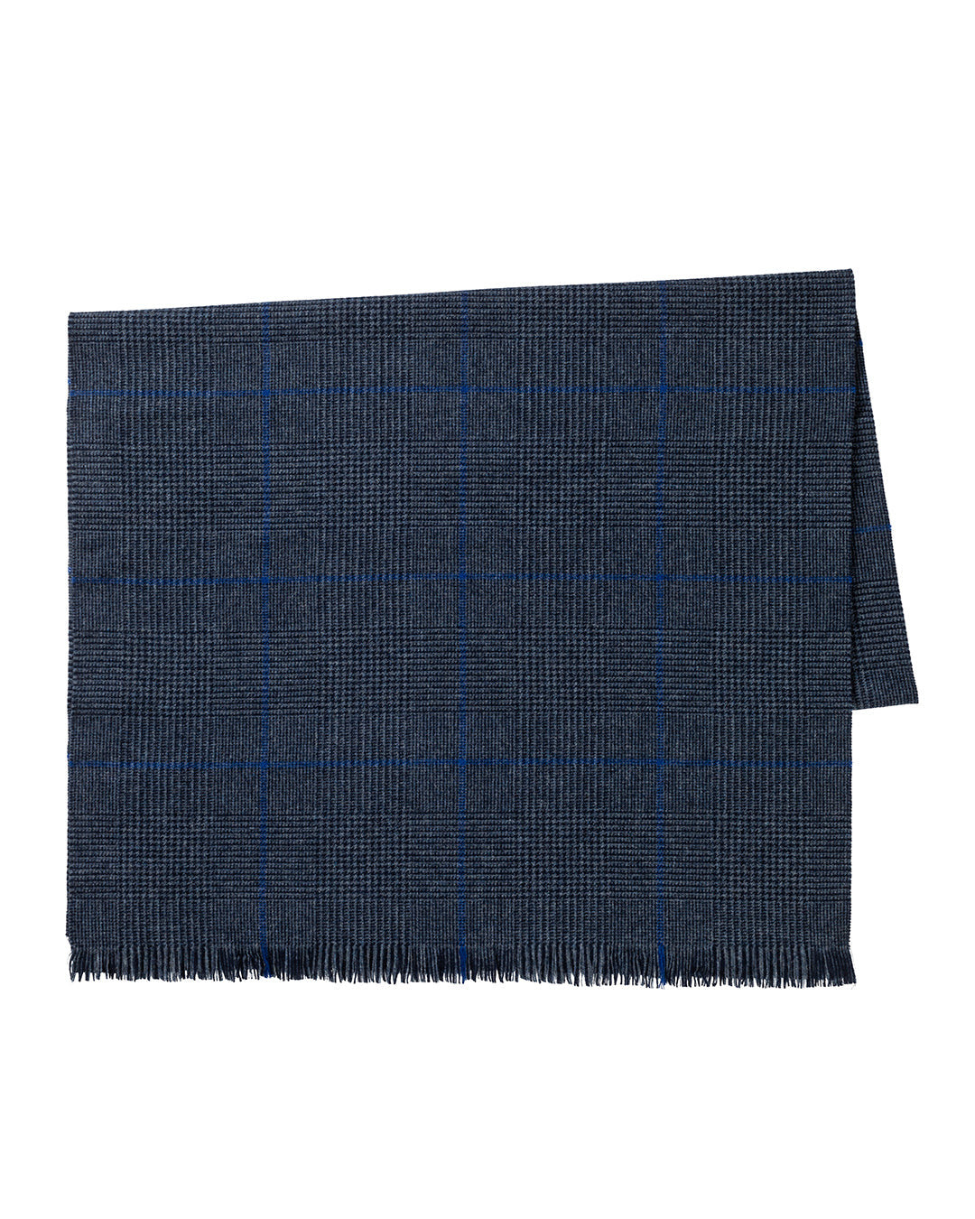 Blue Denim, Solid Navy & Bright Blue Prince Of Wales Lightweight Escorial Scarf
