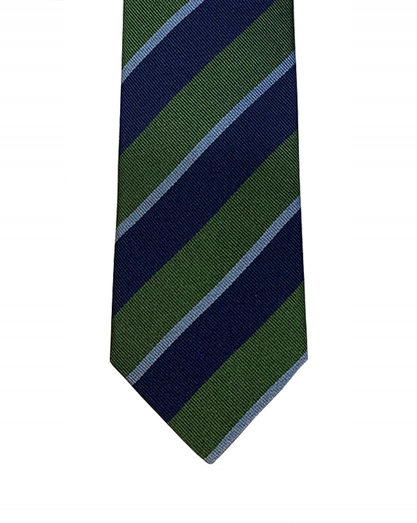 Green Repp Stripe Silk Necktie