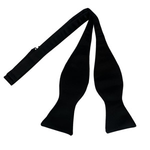 Black Silk Satin Self-Tie Bowtie (2 1/2")
