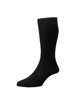 Pantherella Danvers Mid-Calf Cotton Socks - Black