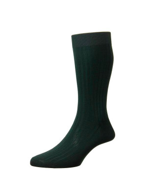 Pantherella Danvers Mid-Calf Cotton Socks - Dark Green