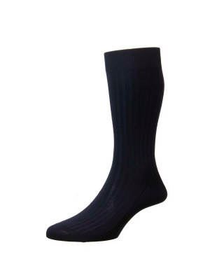 Pantherella Danvers Mid-Calf Cotton Socks - Navy