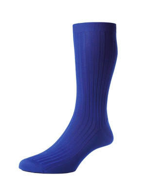 Pantherella Danvers Mid-Calf Cotton Socks - Ultramarine
