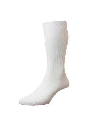 Pantherella Danvers Mid-Calf Cotton Socks - White