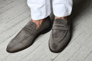 Amato Suede Loafer in Slate Grey
