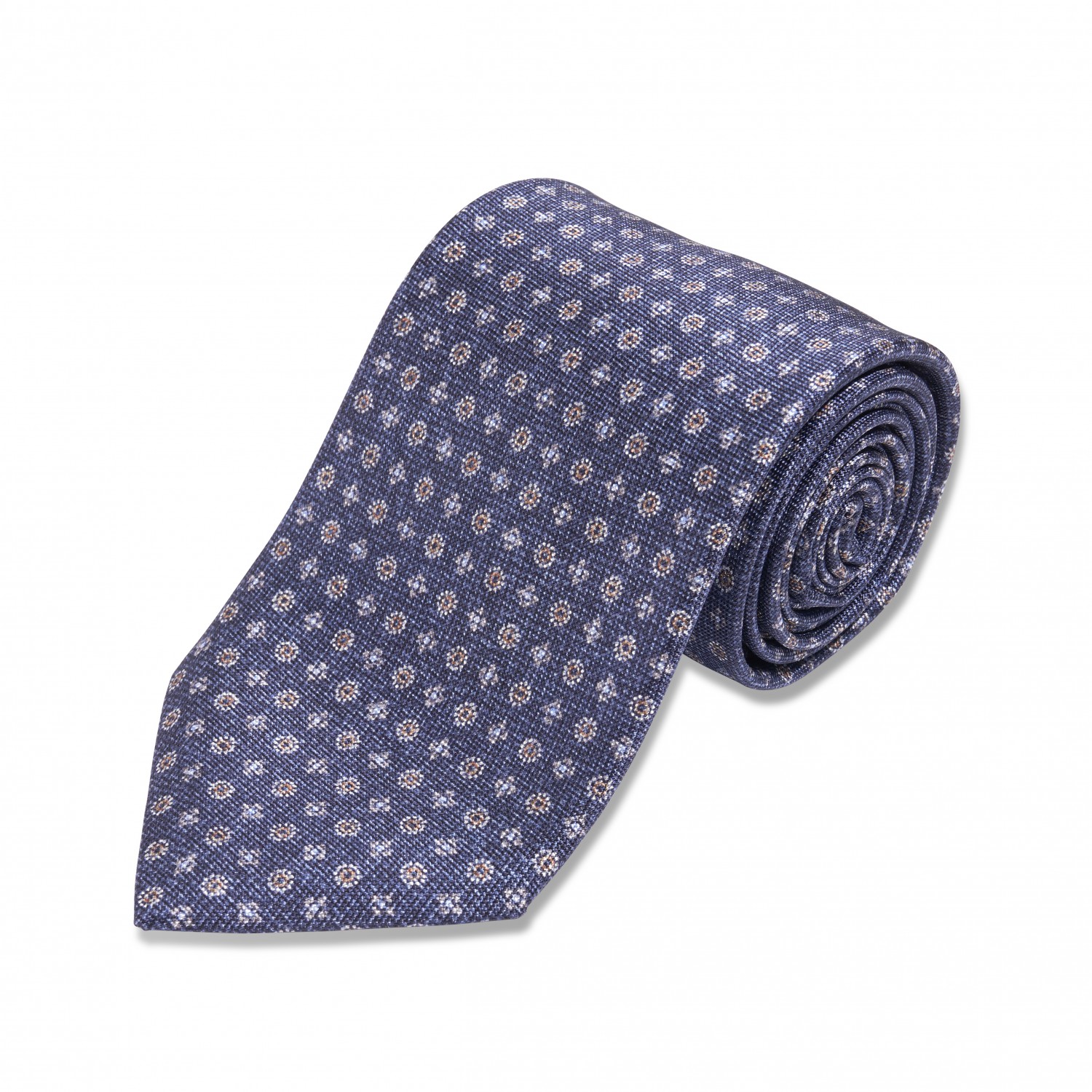 Blue w/ Tan Medallion Silk Necktie