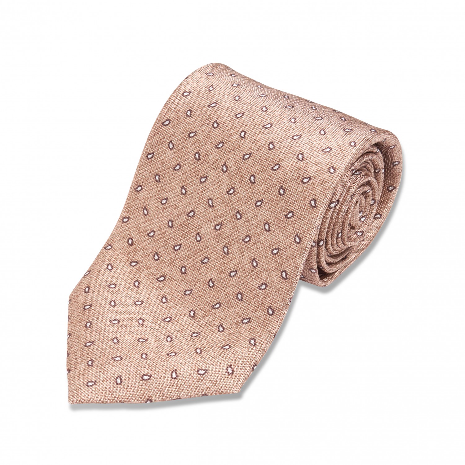 Tan w/ Brown & White Dots Silk Necktie