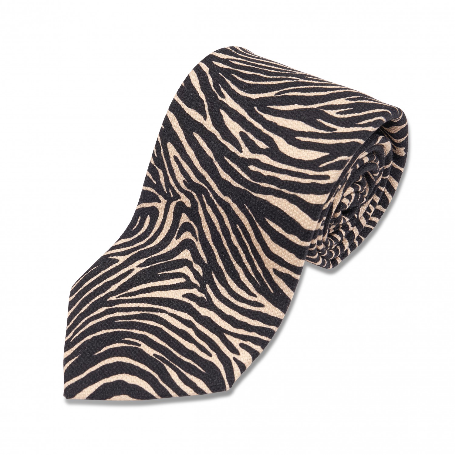 Black & Ivory Zebra Print Silk Necktie