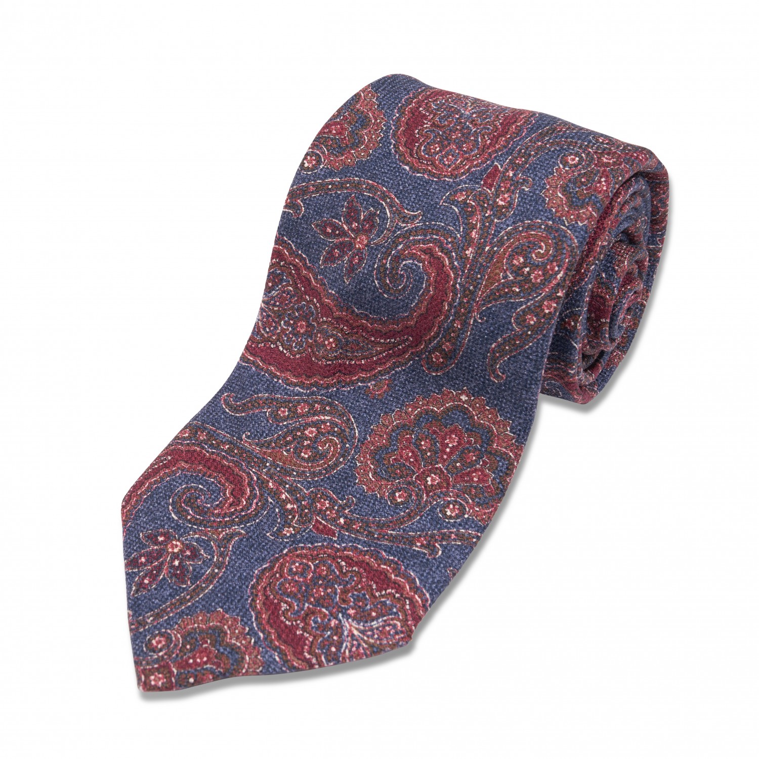 Navy w/ Red & Brown Paisley Silk Necktie