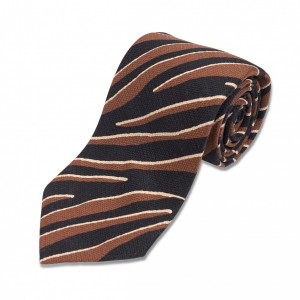 Black Brown & Ivory Animal Print Silk Necktie