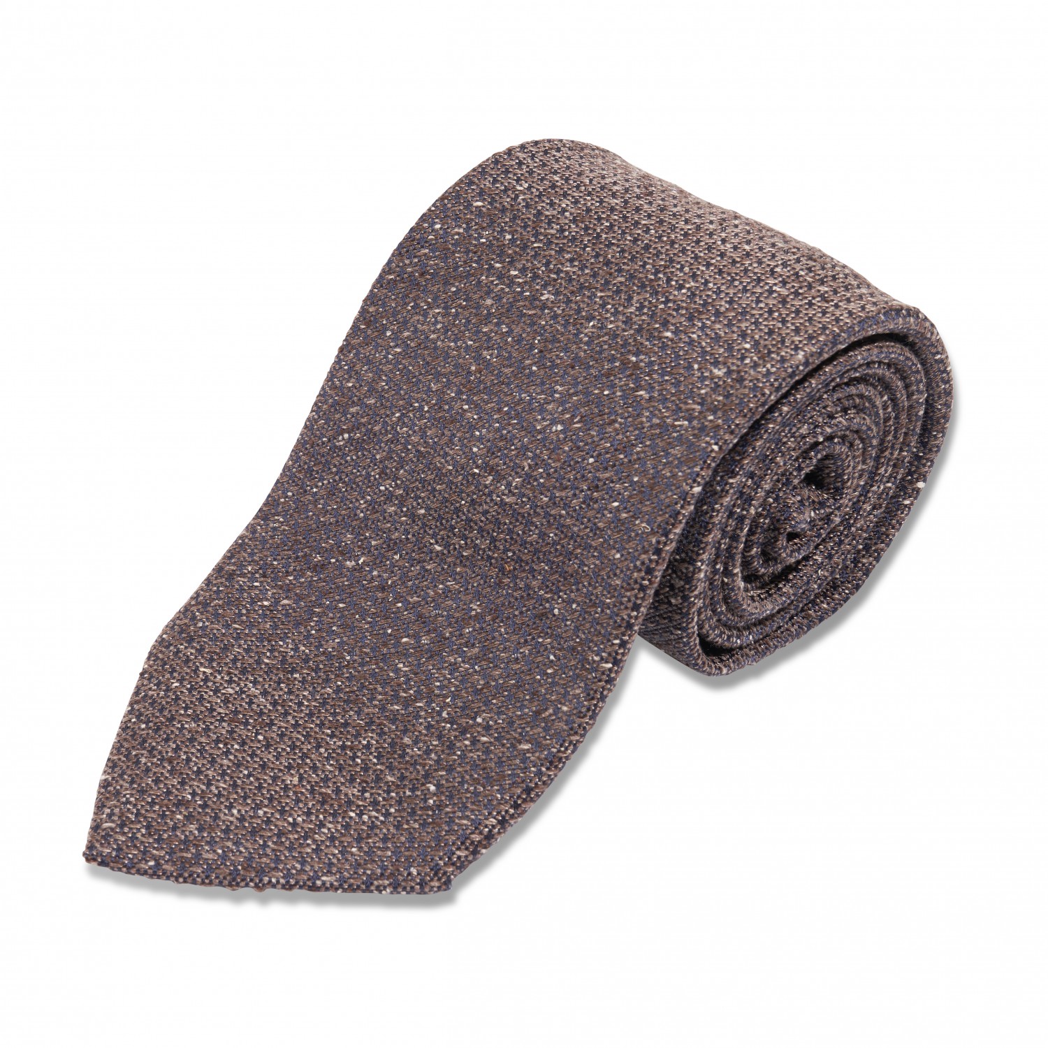 Brown w/ Blue Speckle Solid Silk Necktie