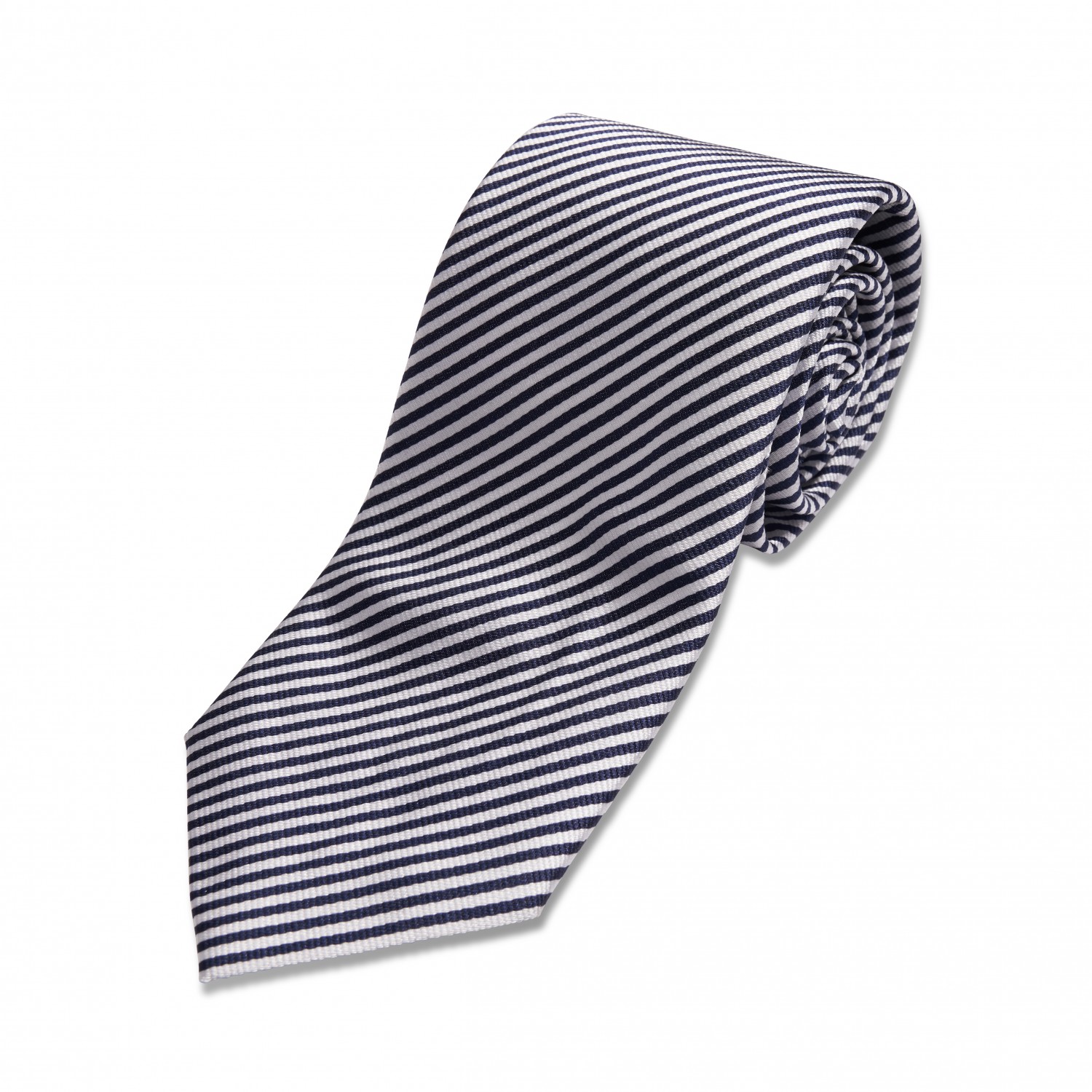 Blue & White Stripe Silk Necktie