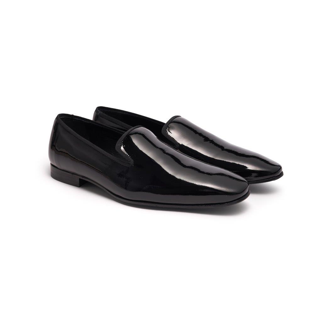 Black Patent Slip-On Tuxedo Shoe